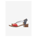 Červeno-bílé dámské sandály na podpatku Rieker