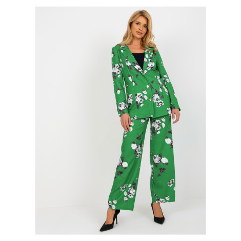 Zelené elegantní sako s růžemi z obleku Fashionhunters