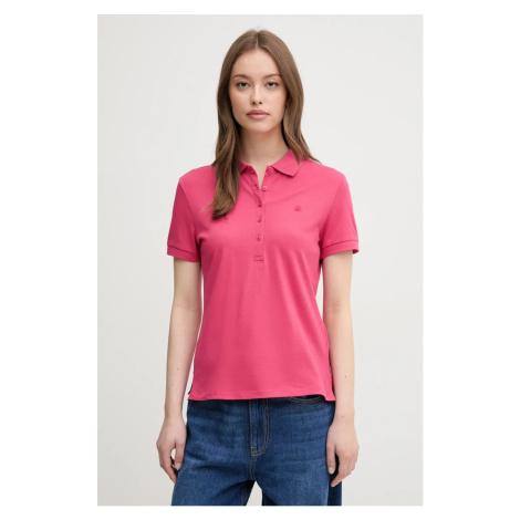 Polo tričko United Colors of Benetton dámské, růžová barva, 3TQJD300W