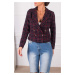 armonika Women's Damson Double Breasted Collar Tweed Crop Jacket