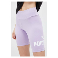 Kraťasy Puma dámské, fialová barva, s potiskem, high waist, 848347