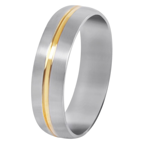 Troli Ocelový prsten se zlatým proužkem 52 mm