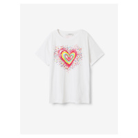 Bílé holčičí tričko Desigual Heart - Holky