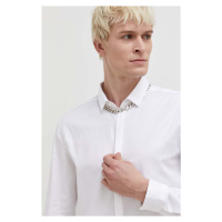 Košile HUGO bílá barva, slim, s klasickým límcem, 50508324