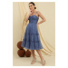 By Saygı Rope Strap Strapless Underwire Lined Jupons Tulle Tiered Tulle Short Dress