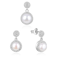 Beneto Stříbrná souprava šperků ze stříbra s pravými perlami AGSET205P (přívěsek, náušnice)