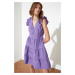 Trendyol Purple Flared Buttoned Dress