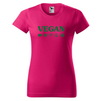 DOBRÝ TRIKO Dámské tričko s potiskem Vegan symboly Barva: Malinová