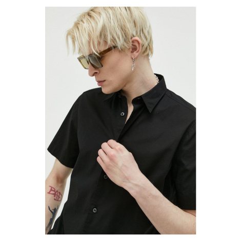 Košile HUGO pánská, černá barva, regular, s klasickým límcem, 50475668 Hugo Boss