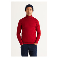 ALTINYILDIZ CLASSICS Men's Red Standard Fit Normal Cut Full Turtleneck Knitwear Sweater.