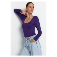 Trendyol Purple Fitted/Situated, Crinoline Collar Soft Fabric, Flexible With Snap Buttons Knitte