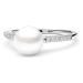 Gaura Pearls Stříbrný prsten s bílou perlou a zirkony Elodie, stříbro 925/1000 SK21109R/17 Stříb