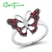 Stříbrný prsten červený motýlek FanTurra