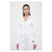 Mikina Armani Exchange dámská, bílá barva, s kapucí, hladká