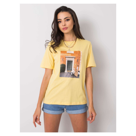 Žluté tričko s módním potiskem Fashionhunters