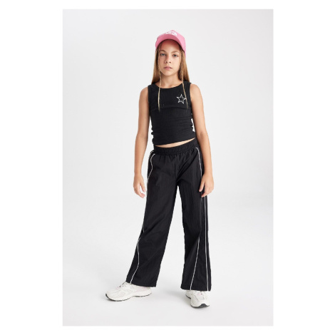 DEFACTO Girls Wide Leg Wide Leg Elastic Waist Black Trousers