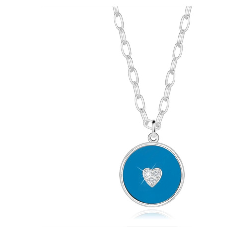 Stříbrný 925 náhrdelník - kulatý obojek, tyrkys, srdce, kulaté zirkony Šperky eshop