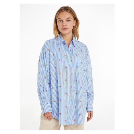 Modrá dámská pruhovaná oversize košile Tommy Hilfiger - Dámské