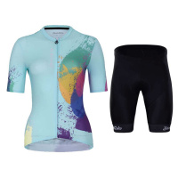 HOLOKOLO Cyklistický krátký dres a krátké kalhoty - SURPRISED ELITE LADY - světle modrá/černá