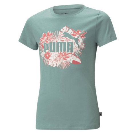 Puma ESSENTIALS+ FLOWER POWER TEE Dívčí triko, zelená, velikost