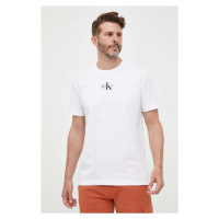 Bavlněné tričko Calvin Klein Jeans bílá barva, s potiskem, J30J323483