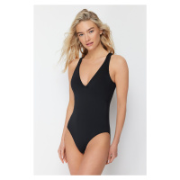 Trendyol Black V Neck Regular Swimsuit