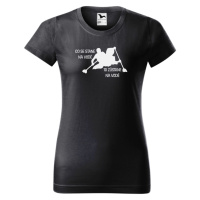 DOBRÝ TRIKO Vtipné dámské tričko s potiskem Co se stane na vodě Barva: Ebony grey