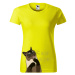DOBRÝ TRIKO Dámské tričko s potiskem Naštvaná kočka Barva: Citrónová