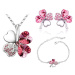 Sisi Jewelry Souprava náhrdelníku, náušnic a náramku Čtyřlístek SET2045-NTSET9554/8 Růžová 40 cm