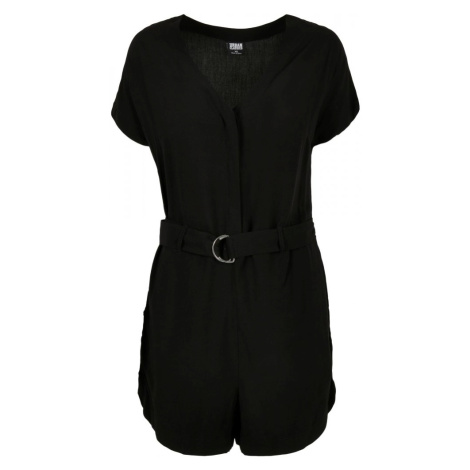 Ladies Short Viscose Belt Jumpsuit - black Urban Classics