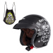 Moto přilba W-TEC Black Heart Kustom Skull Horn, matně černá