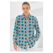 Bigdart 3721 Graphic Patterned Shirt - B.Blue