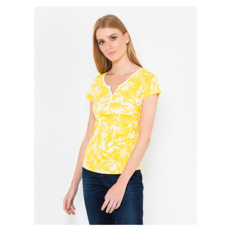 Žluté květované tričko CAMAIEU - Dámské Camaïeu