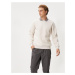 Koton Basic Sweatshirt Polo Neck Label Print Detailed Ribbed