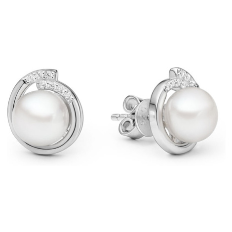 Gaura Pearls Stříbrné náušnice s bílou perlou Marcella, stříbro 925/1000 SK23372E/W Bílá