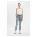 DEFACTO Mary Straight Leg Ripped Detailed High Waist Cut Out Ankle Length Jean Washed Trousers