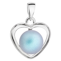Evolution Group Stříbrný přívěsek se světle modrou matnou Swarovski perlou srdce 34246.3