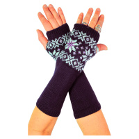 Snow flake pletené návleky na ruce s kamínky fialová