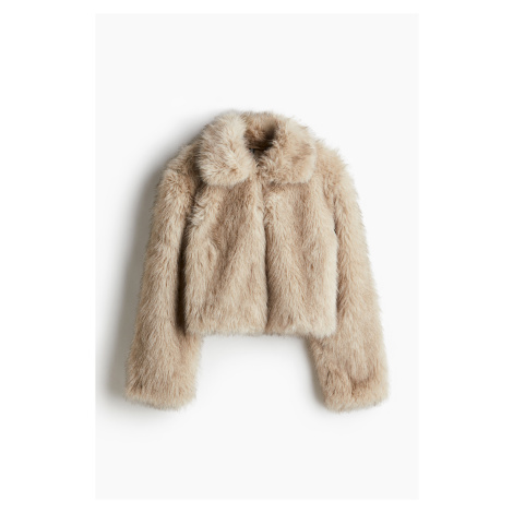 H & M - Cropped huňatá bunda - béžová H&M
