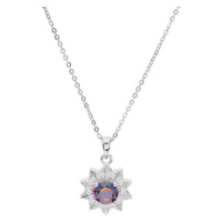 Brilio Silver Elegantní stříbrný náhrdelník s duhovým topazem Mystic Stone MP06090B (řetízek, př