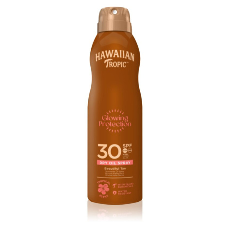 Hawaiian Tropic Glowing Protection Dry Oil Spray suchý olej na opalování ve spreji SPF 30 180 ml