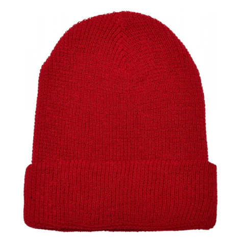 Recycled Yarn Waffle Knit Beanie - red
