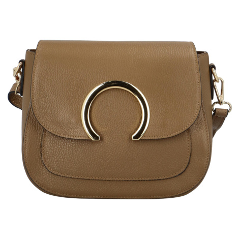Luxusní dámská kožená crossbody Juliette, khaki Delami Vera Pelle