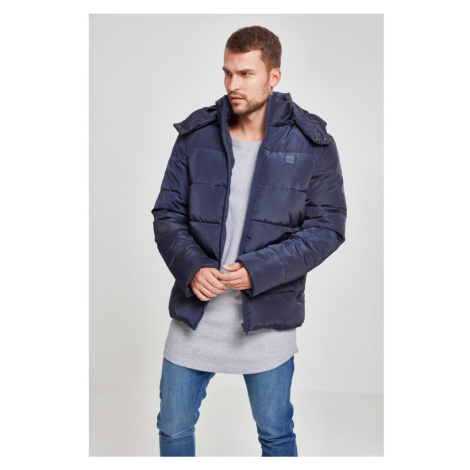 Pánská zimní prošívaná bunda Urban Classics Hooded Puffer - modrá