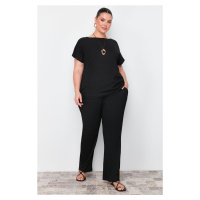 Trendyol Curve Black T-shirt-Pants Knitted Two Piece Set