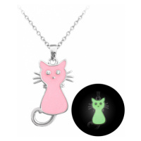 Stříbrný svítící náhrdelník kočka JMAD0024PN38