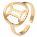 STYLE4 Prsten s nastavitelnou velikostí - znamení zvěrokruhu, zlatá ocel, Panna