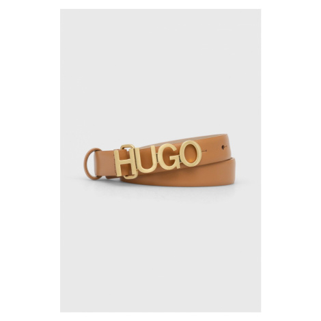 Kožený pásek Hugo dámský, hnědá barva Hugo Boss