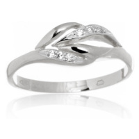 Dámský prsten z bílého zlata se zirkony PR0571F + DÁREK ZDARMA