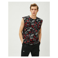 Koton Far East Printed, Sleeveless T-Shirt. Crewneck Cotton.